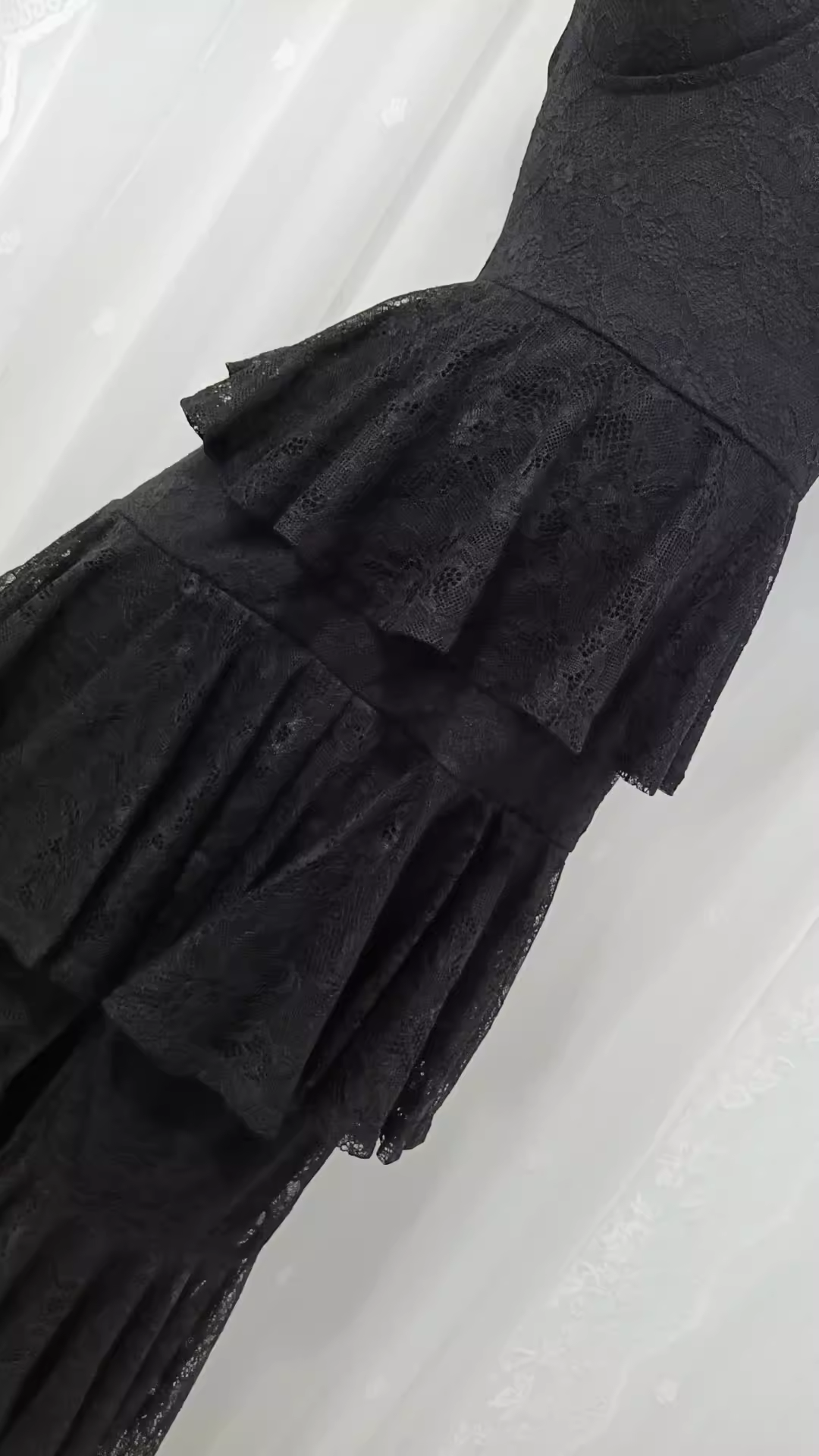 Vintage A line Spaghetti Straps Lace Vacation Black Beach Dress Long Dress - View 4 | VelvetHem