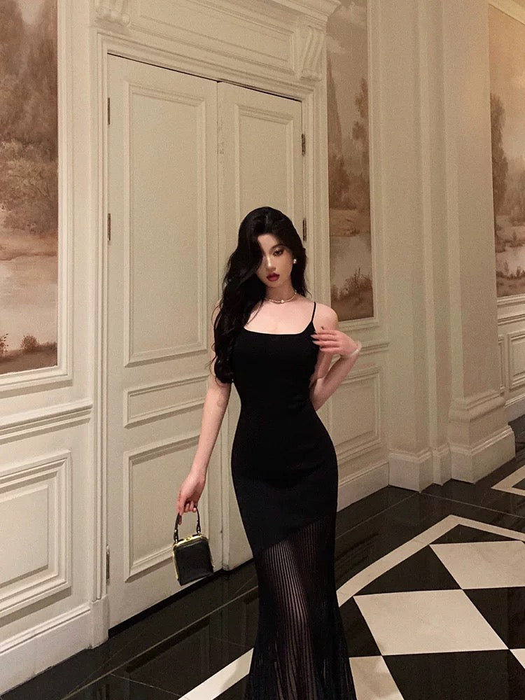Sexy Sheath Mermaid Black Pleated Prom Dresses Birthday Outfits Evening Gown - View 3 | VelvetHem