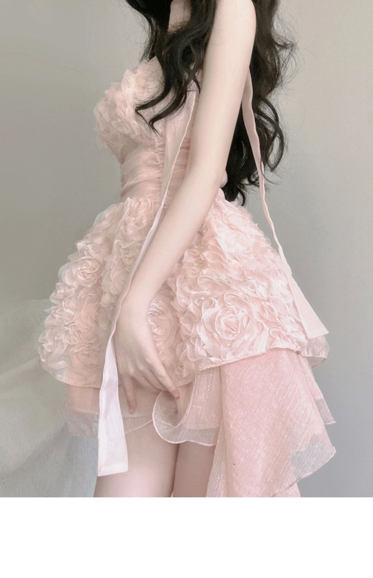 Cute A line Spaghetti Straps Pink Chiffon Short Birthday Dresses Birthday Outfits - View 2 | VelvetHem