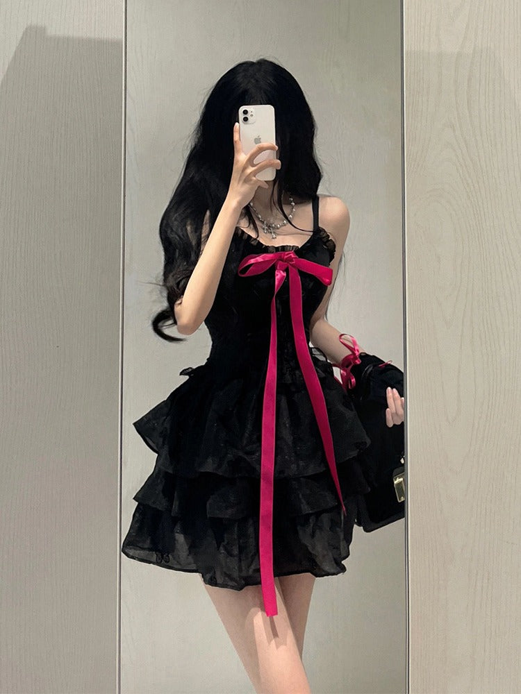 Chic A line Spaghetti Straps Black Homecoming Dresses Birthday Dress Birthday Outfits - View 5 | VelvetHem