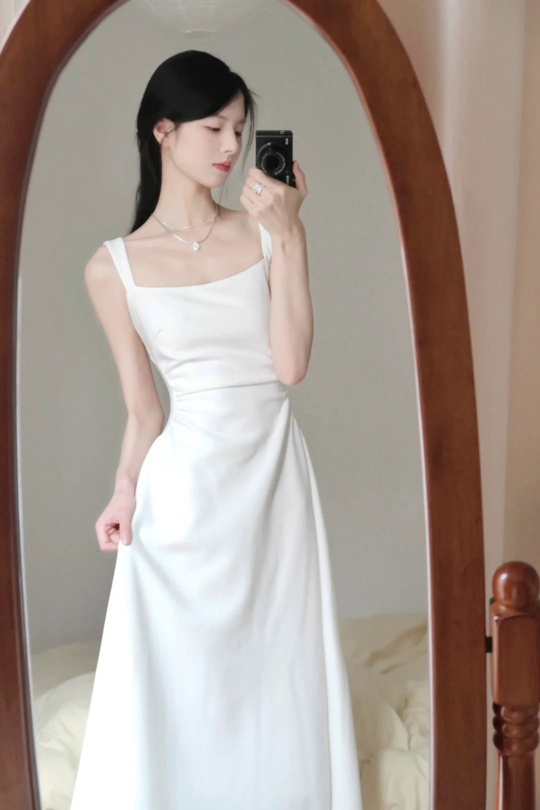 Sexy A Line Square Neckline White Holiday Dresses Night Dress Birthday Outfits - View 2 | VelvetHem