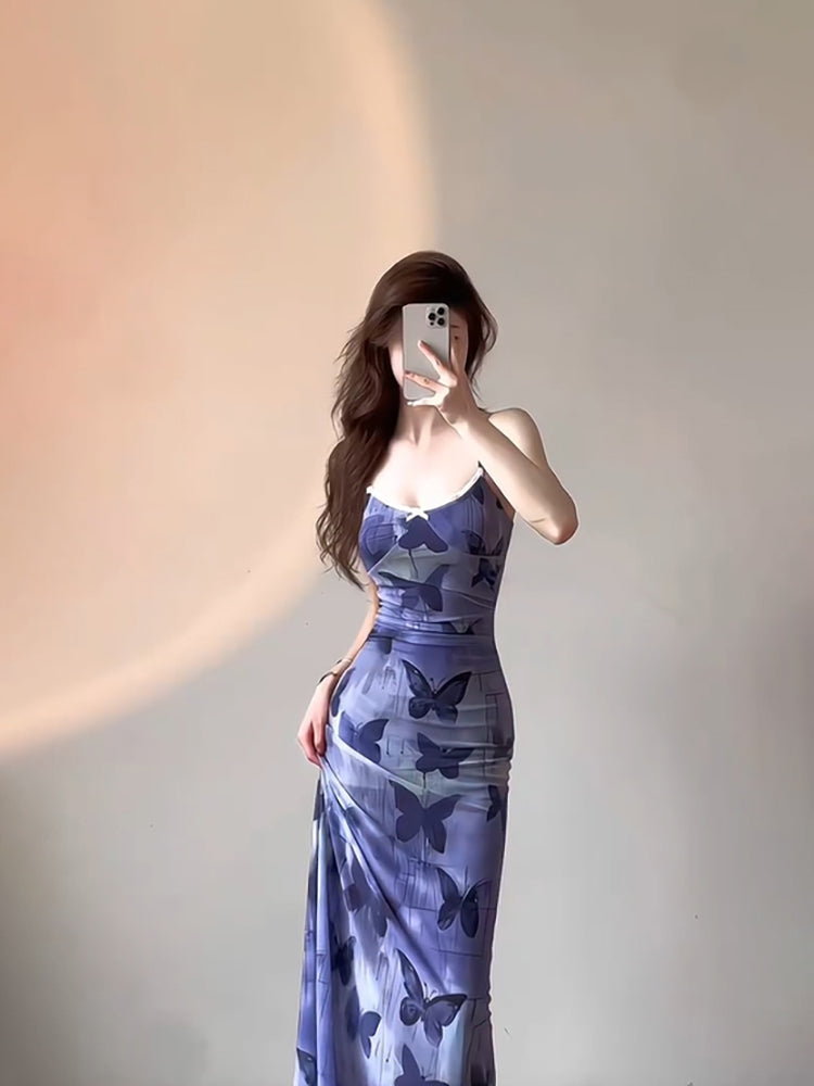 Sexy Sheath Spaghetti Straps Women's Beach Dress Vacation Dresses Birthday Dress With Butterfly - View 3 | VelvetHem