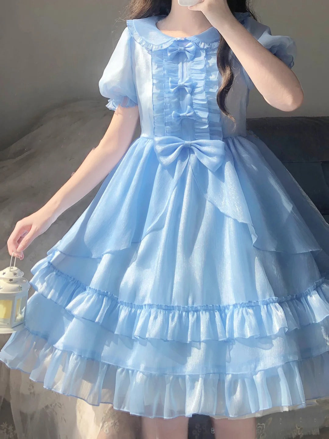Vintage Ball Gown Light Sky Blue Chiffon Holiday Dress Birthday Dresses Birthday Outfits - View 2 | VelvetHem