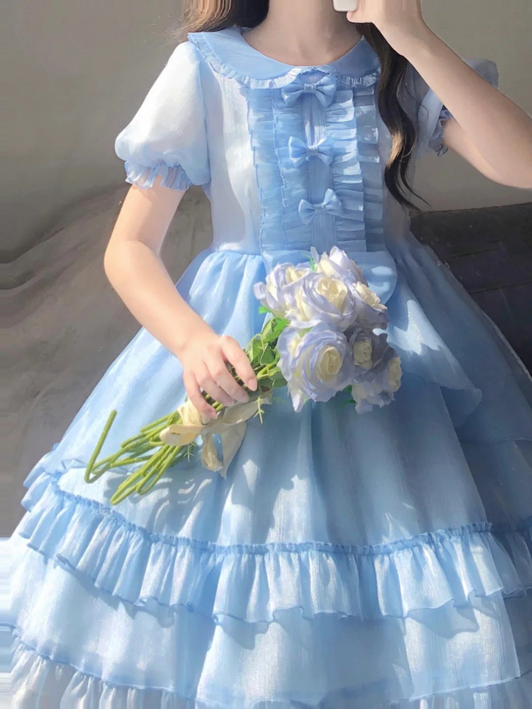 Vintage Ball Gown Light Sky Blue Chiffon Holiday Dress Birthday Dresses Birthday Outfits - View 4 | VelvetHem