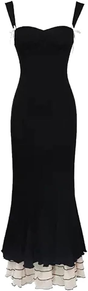 Elegant Mermaid Straps Chiffon Black Prom Dresses