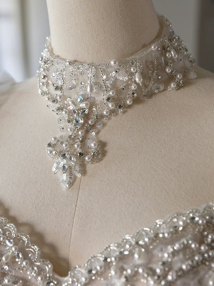 Luxury Ball Gown Sweetheart Neckline Long Sleeves Sequin White Wedding Dresses Brides Dress - View 4 | VelvetHem