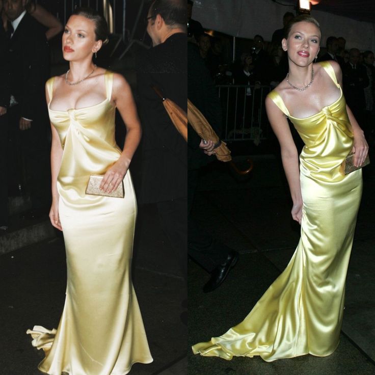 Beautiful Mermaid Square Neckline Yellow Satin Party Dresses Prom Dress