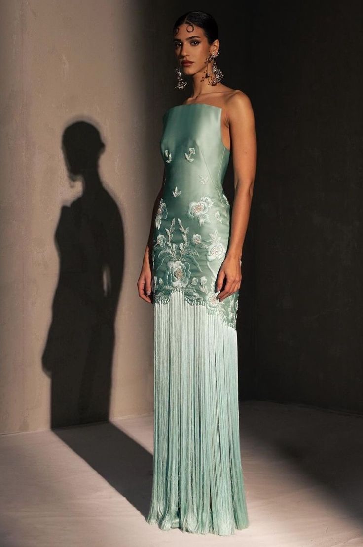 Fancy Mermaid Strapless Neckline Green Satin Long Prom Dress Evening Dress Formal Dress - View 4 | VelvetHem