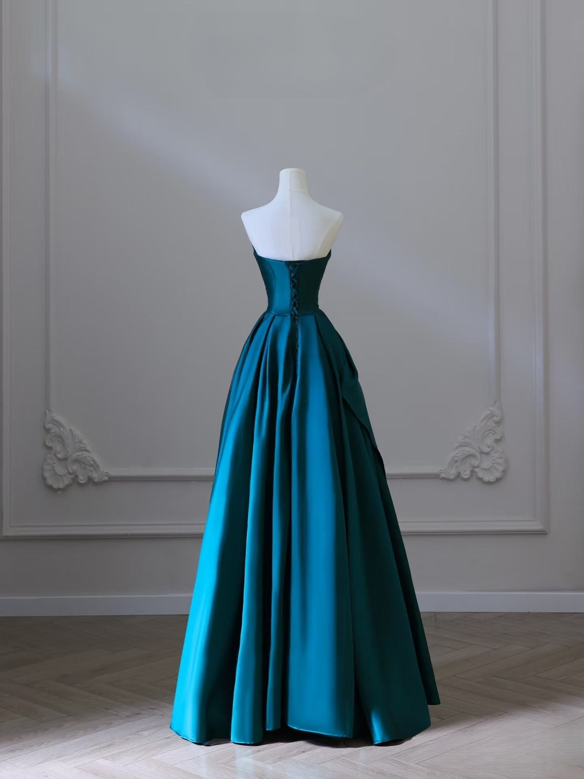 Pretty Ball Gown Sweetheart Satin Ruffles Long Prom Dresses Party Dress - View 7 | VelvetHem