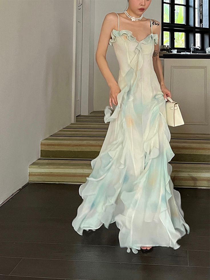 Beautiful Mermaid Spaghetti Straps Green Long Party Dresses Prom Dress - View 5 | VelvetHem