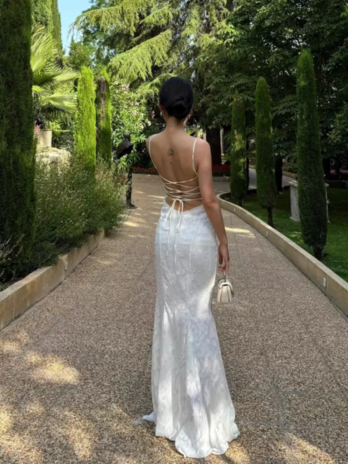 Modest Mermaid Spaghetti Straps Long White Prom Dresses Formal Graduation Party Dress Evening Dress