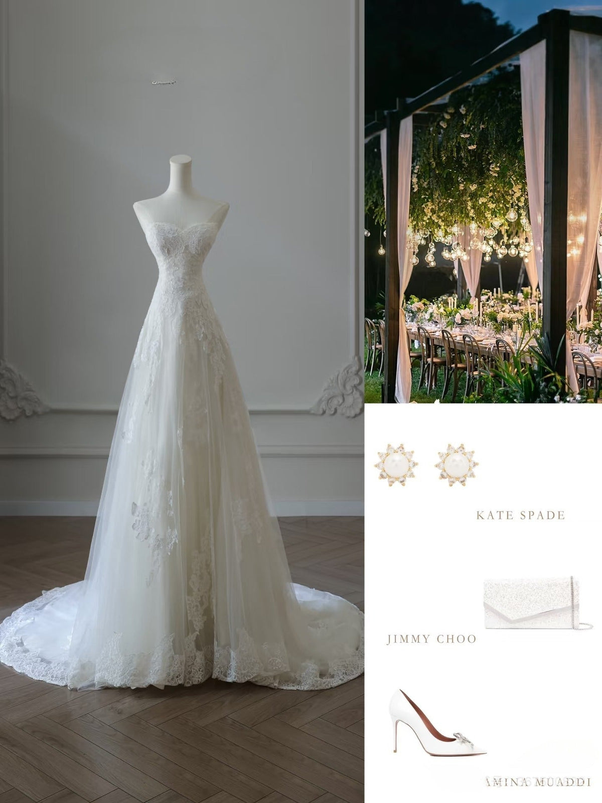 Timeless A Line Sweetheart Lace Tulle White Wedding Dresses Brides Dress - View 5 | VelvetHem