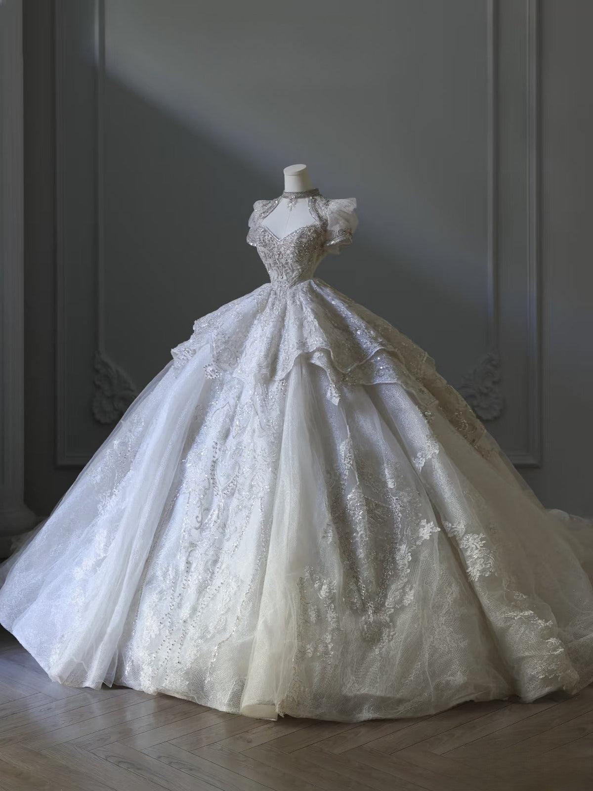 Timeless Ball Gown Off The Shoulder Neckline Tulle Sequin Wedding Dresses Bridal Dress - View 2 | VelvetHem