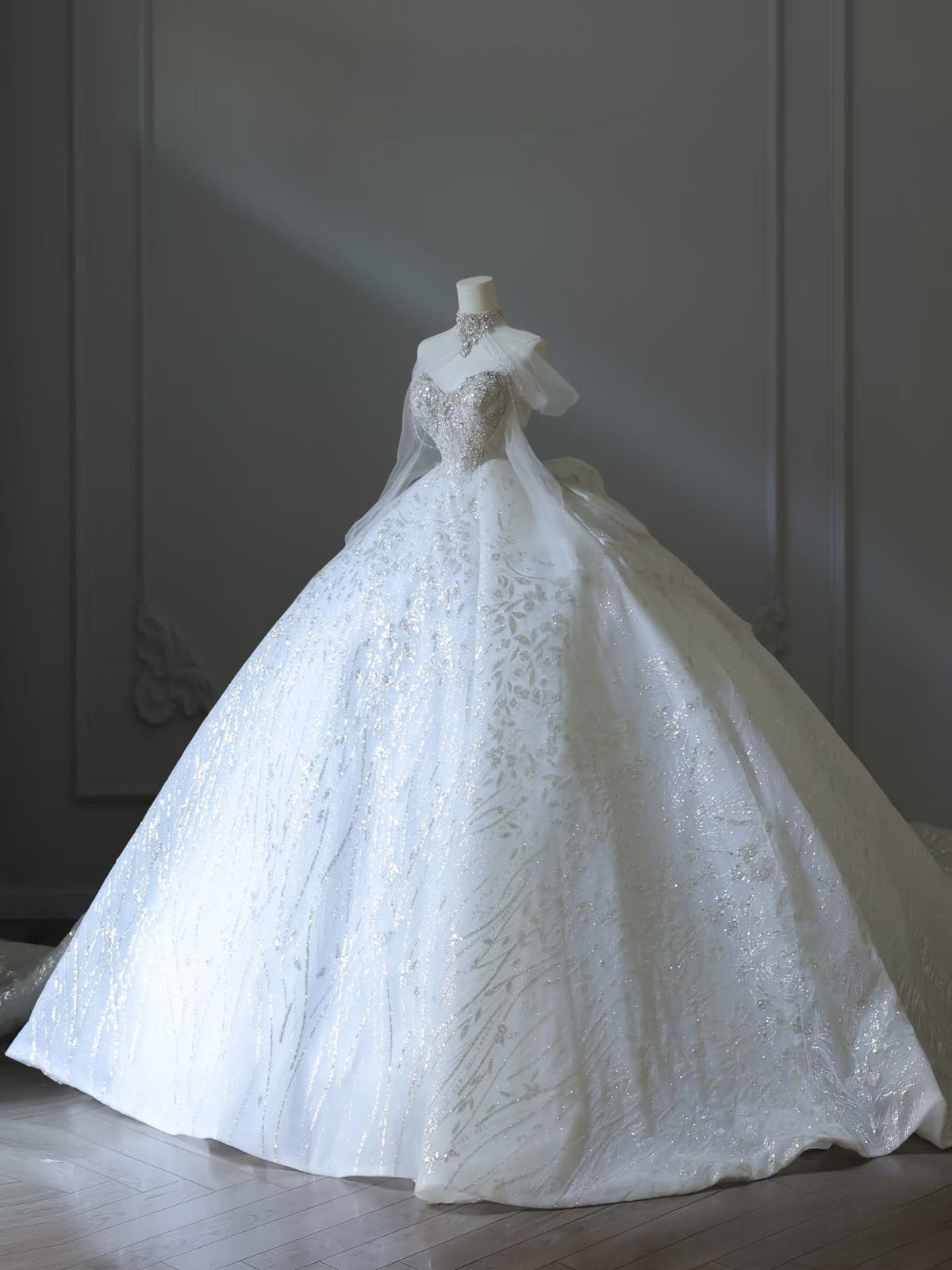 Timeless Ball Gown Sweetheart Neckline Sequin Long Sleeves Wedding Dress Bridal Dresses - View 2 | VelvetHem