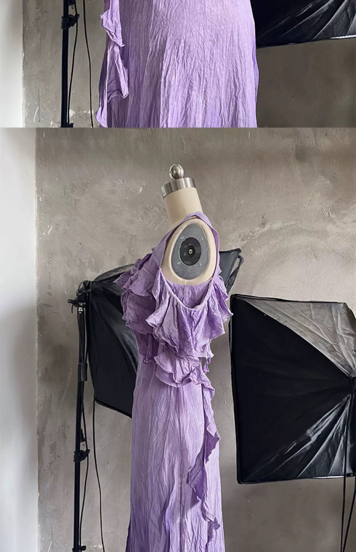 Chic A line Scoop Lilac Long Prom Dresses Birthday Dress With Ruffles - View 5 | VelvetHem