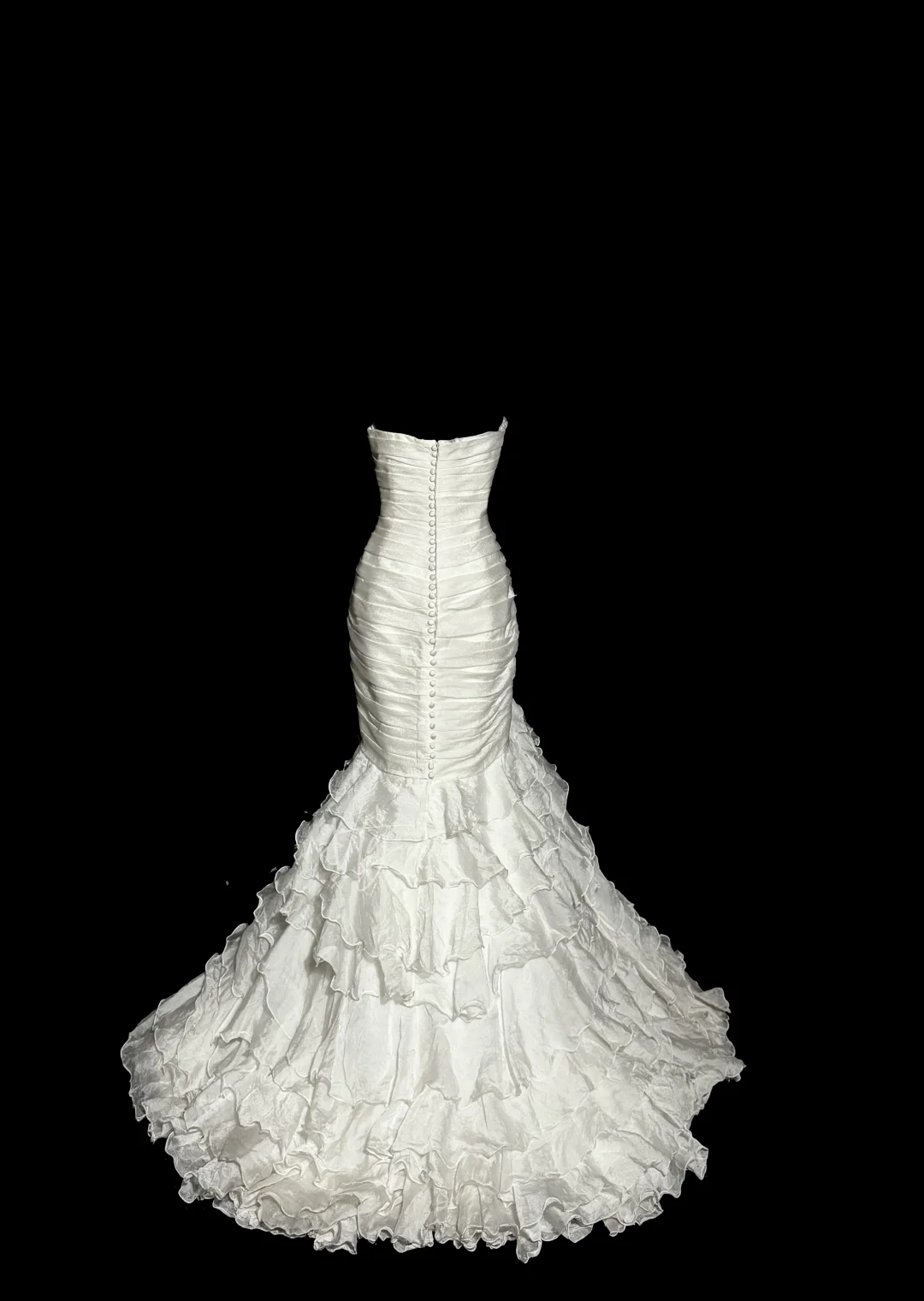 Classy Mermaid Sweetheart Tulle Ivory Long Wedding Dress Bridal Dresses - View 3 | VelvetHem