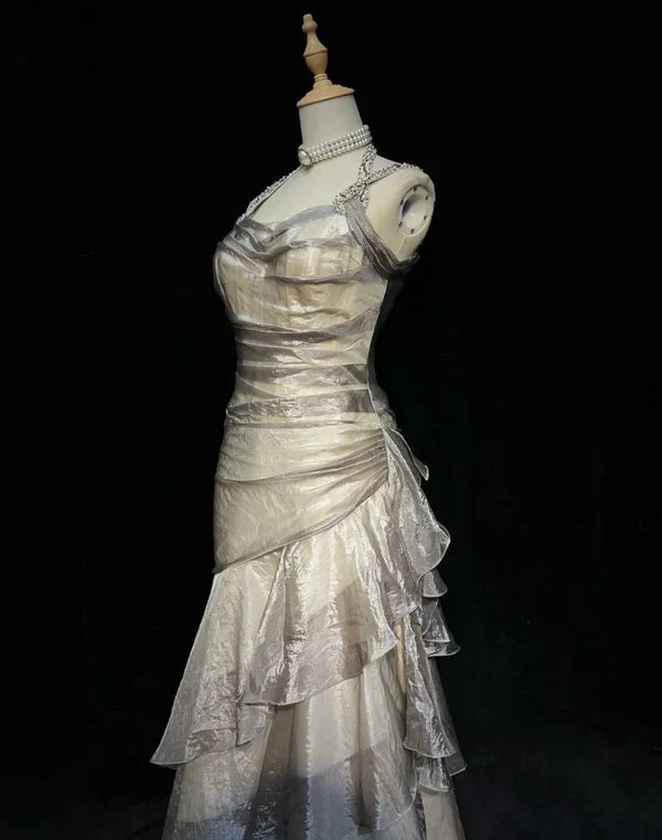 Retro Mermaid Long Prom Dresses New Long Evening Gowns