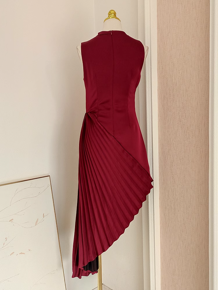 Sexy Sheath Scoop Neckline Burgundy Satin Dinner Party Dresses Birthday Outfits - View 2 | VelvetHem