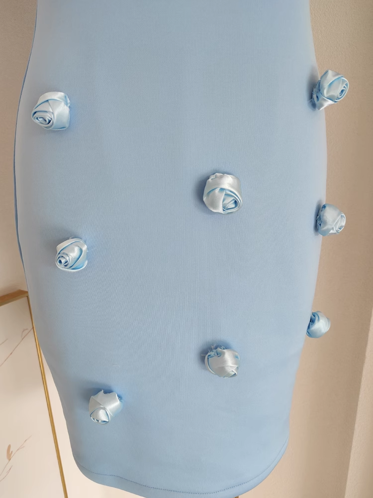 Cute Sheath One Shoulder One Shoulder Blue Cocktail Dress Short Birthday Outfits - View 3 | VelvetHem