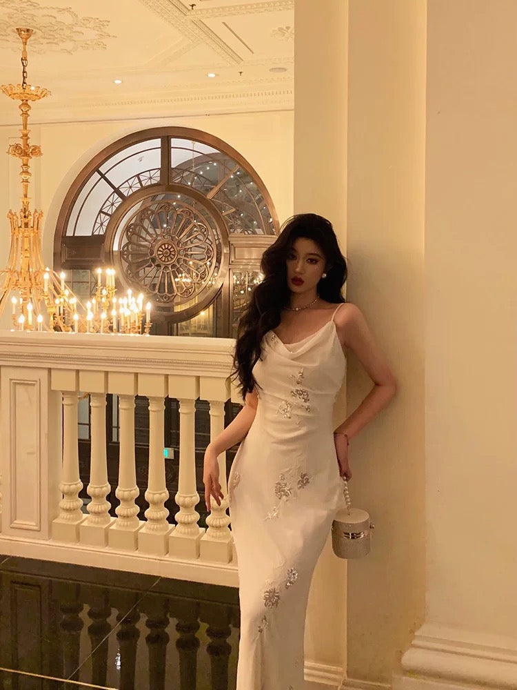 Pretty Sheath Straps Sleeveless Ivory Sequin Date Night Dress Prom Dresses Birthday Outfits