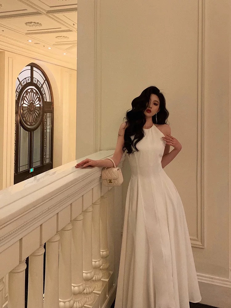 French A Line Jewel Sleeveless White Chiffon Prom Dresses Birthday Outfits - View 5 | VelvetHem