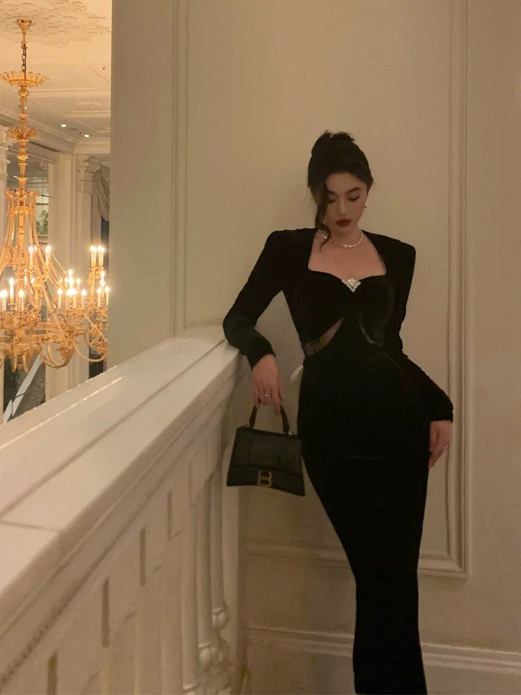 Gorgeous Sheath Strapless Long Sleeves Black Date Night Dress Prom Dresses Birthday Outfit - View 5 | VelvetHem