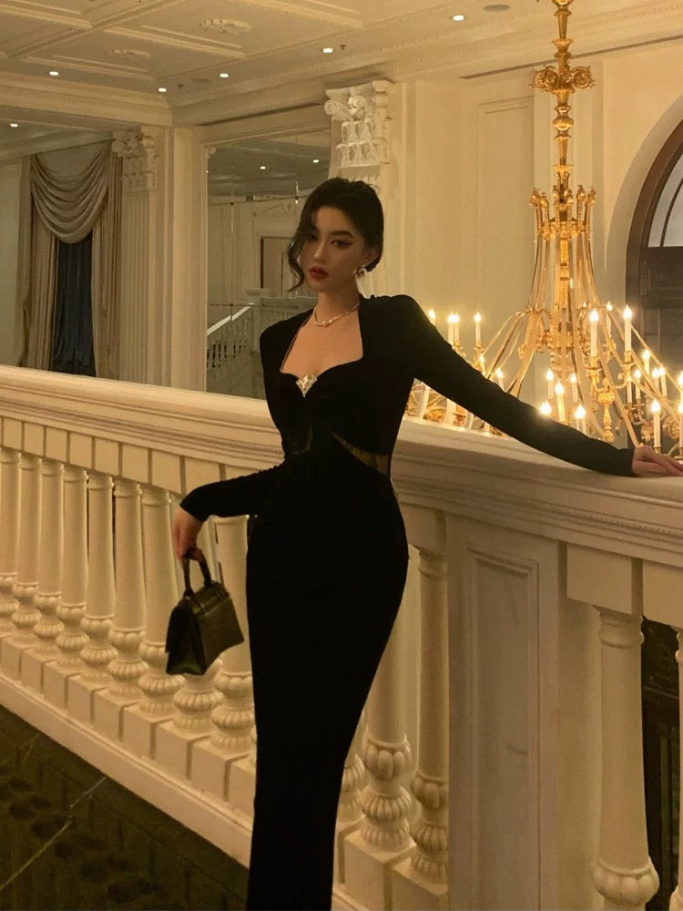 Gorgeous Sheath Strapless Long Sleeves Black Date Night Dress Prom Dresses Birthday Outfit - View 4 | VelvetHem