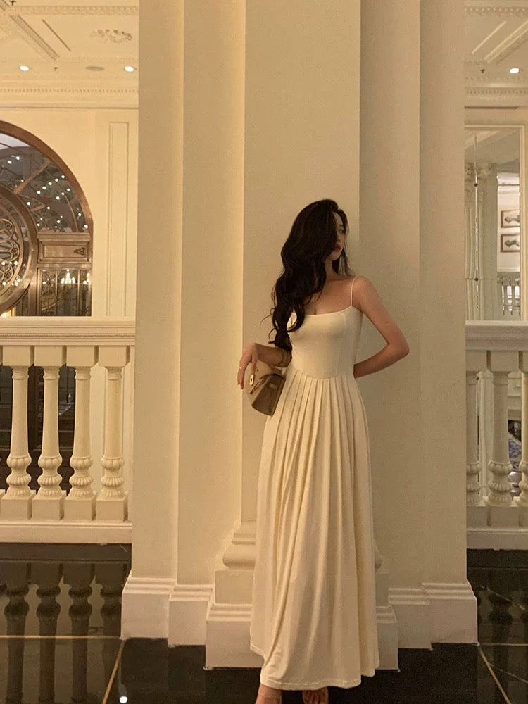 Stunning A Line Spaghetti Straps White Date Night Dress Prom Dresses Birthday Party Outfit - View 2 | VelvetHem