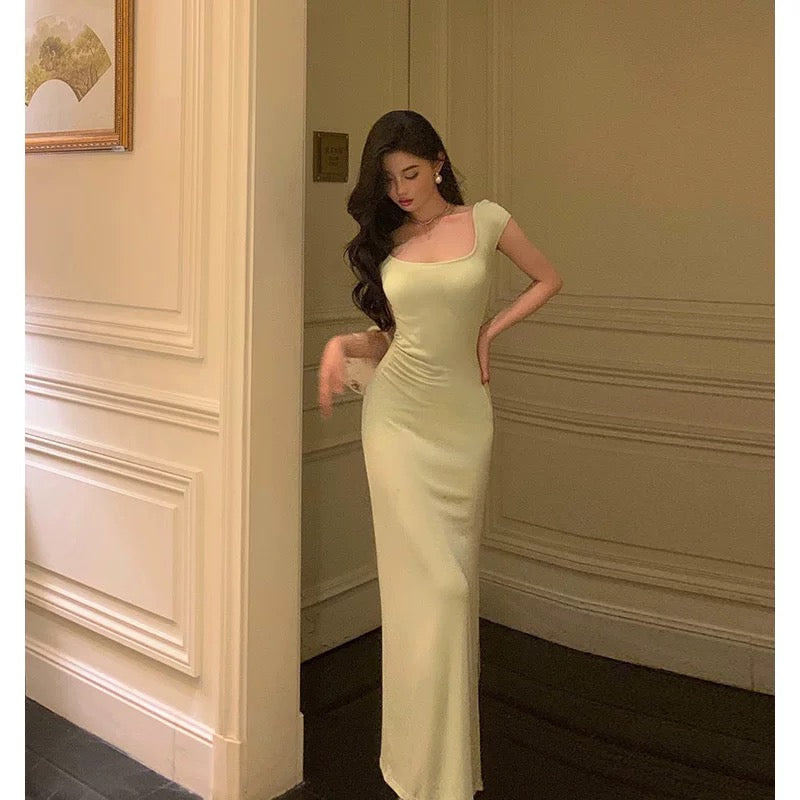 Stunning Sheath Square Neckline Cap Sleeves Mint Green Date Night Dress Prom Dresses Birthday Party Outfit