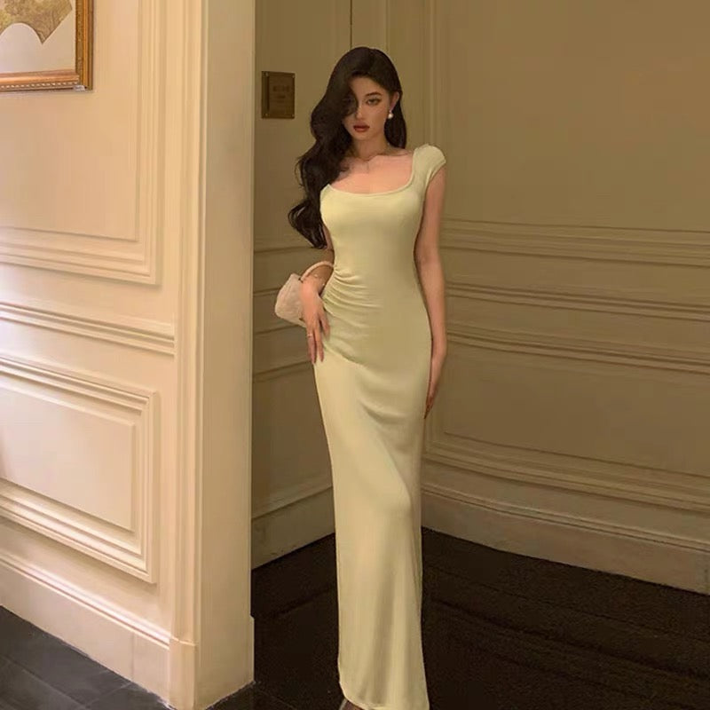 Stunning Sheath Square Neckline Cap Sleeves Mint Green Date Night Dress Prom Dresses Birthday Party Outfit - View 2 | VelvetHem