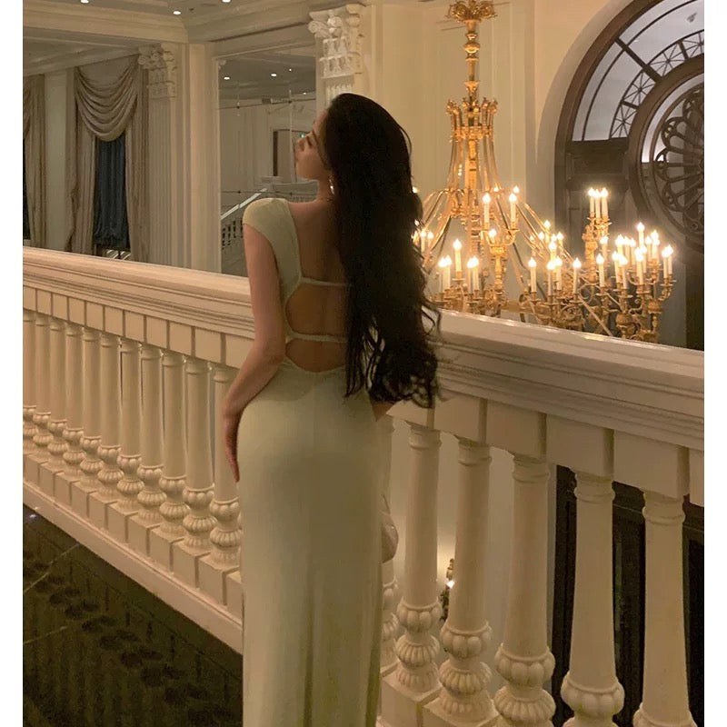 Stunning Sheath Square Neckline Cap Sleeves Mint Green Date Night Dress Prom Dresses Birthday Party Outfit - View 3 | VelvetHem