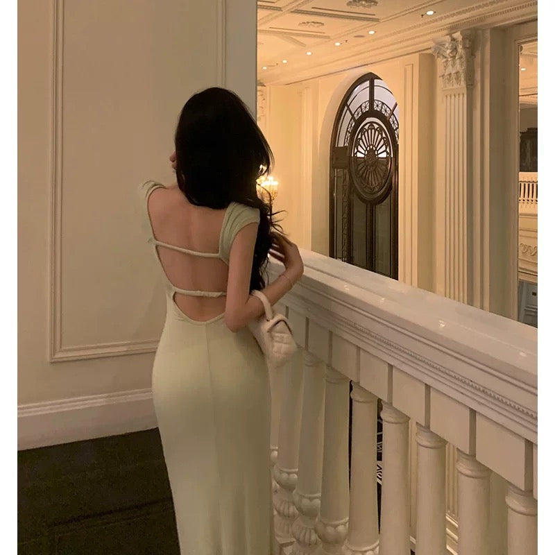 Stunning Sheath Square Neckline Cap Sleeves Mint Green Date Night Dress Prom Dresses Birthday Party Outfit - View 5 | VelvetHem