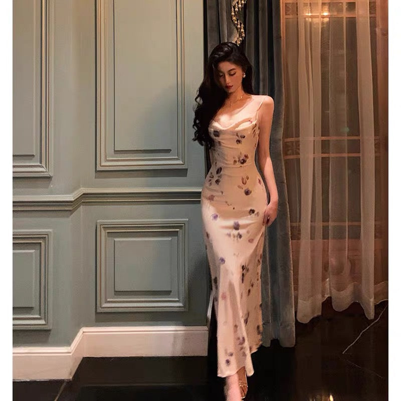 Stunning Sheath Spaghetti Straps Sleeveless Floral Date Night Dress Prom Dresses Birthday Party Outfit