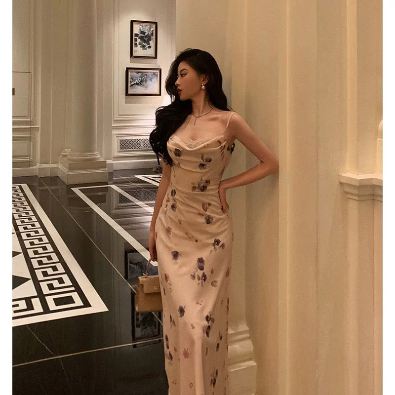 Stunning Sheath Spaghetti Straps Sleeveless Floral Date Night Dress Prom Dresses Birthday Party Outfit - View 2 | VelvetHem