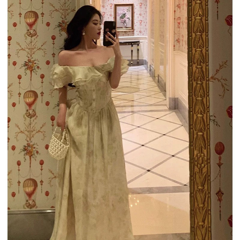 Sexy A Line Off The Shoulder Short Sleeves Floral Prom Dresses Birthday Outfits Evening Gown - View 4 | VelvetHem