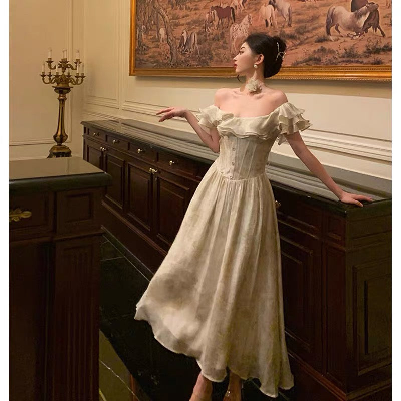 Sexy A Line Off The Shoulder Short Sleeves Floral Prom Dresses Birthday Outfits Evening Gown - View 3 | VelvetHem