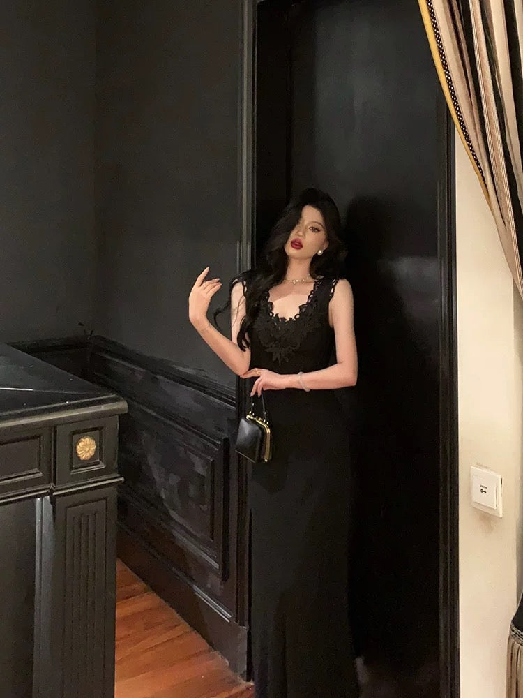 Sexy Sheath V Neckline Black Long Prom Dresses Birthday Outfits Evening Gown - View 5 | VelvetHem