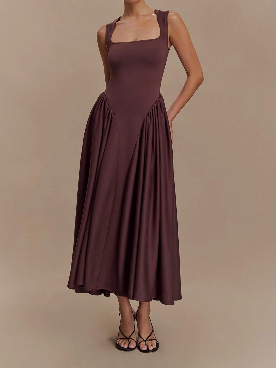 SHARON Midi Dress Cacao Brown