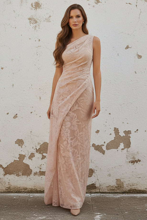 Chiffon Sheath One Shoulder Floor-Length Mother of the Bride Dress