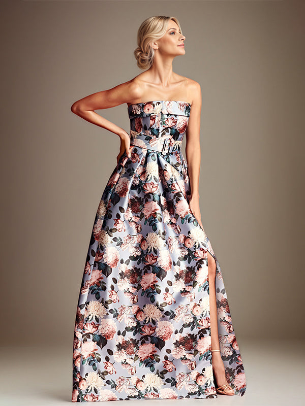 A-line Off the Shoulder Satin Floral Mother of the Bride Dress