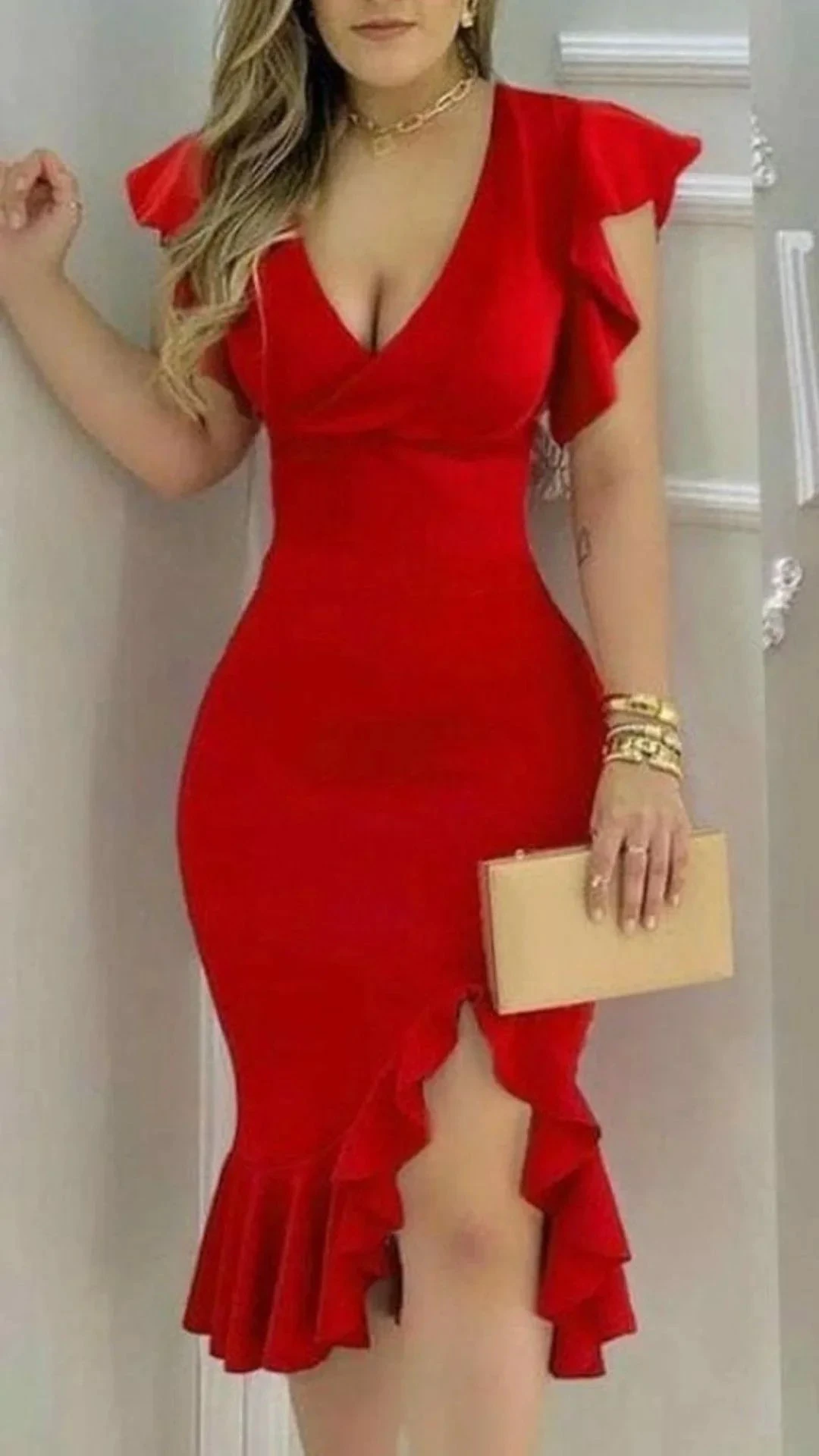 Women Sexy Red Dress Red Homecoming Dress (ZD12682)