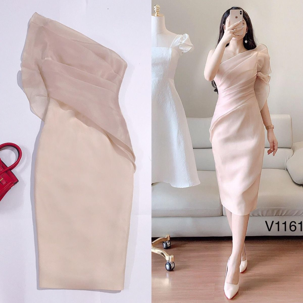 Elegant One Shoulder Pink Sheath Party Dress,Chic Pink Cocktail Dress - VelvetHem