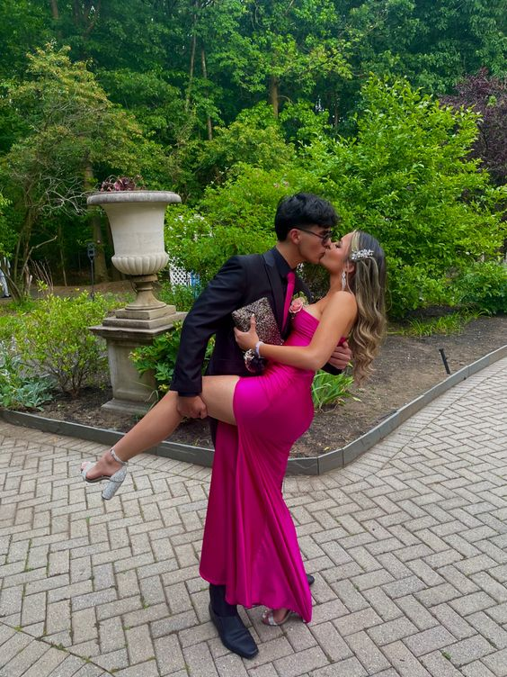 Elegant Sexy Sheath Prom Dress With Slit,Formal Gown