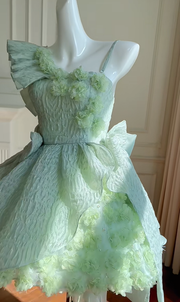 Pretty Off The Shoulder Appliques Green A Line Homecoming Dress Birthday Outfits