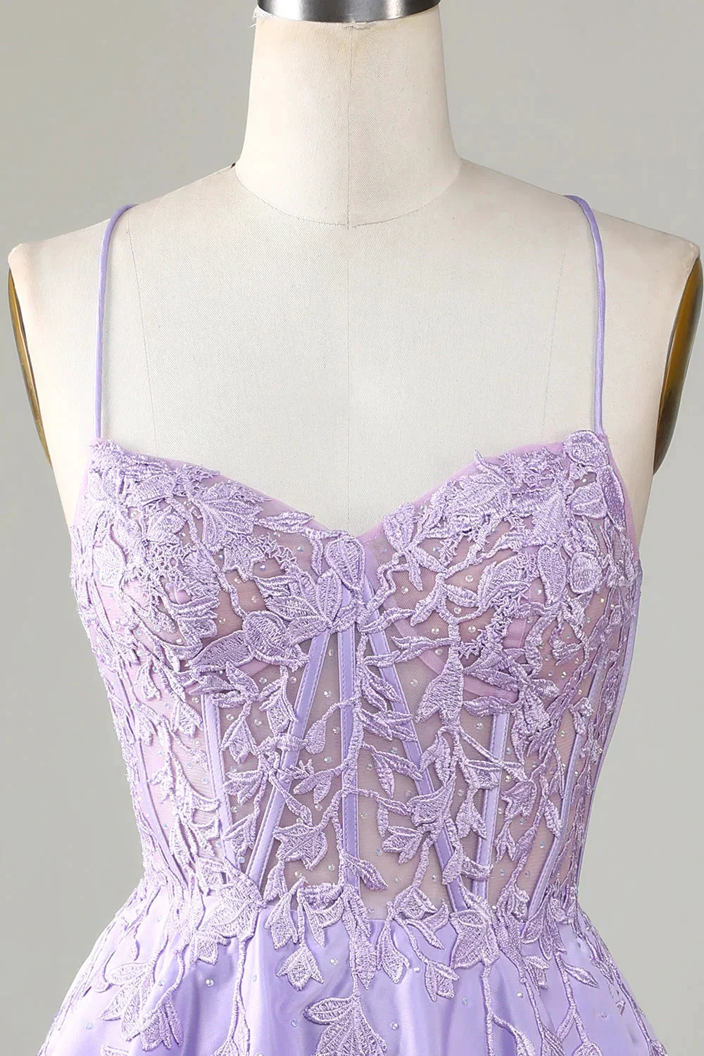 Purple Corset A-Line Satin Short Homecoming Dress With Lace (ZD11765)