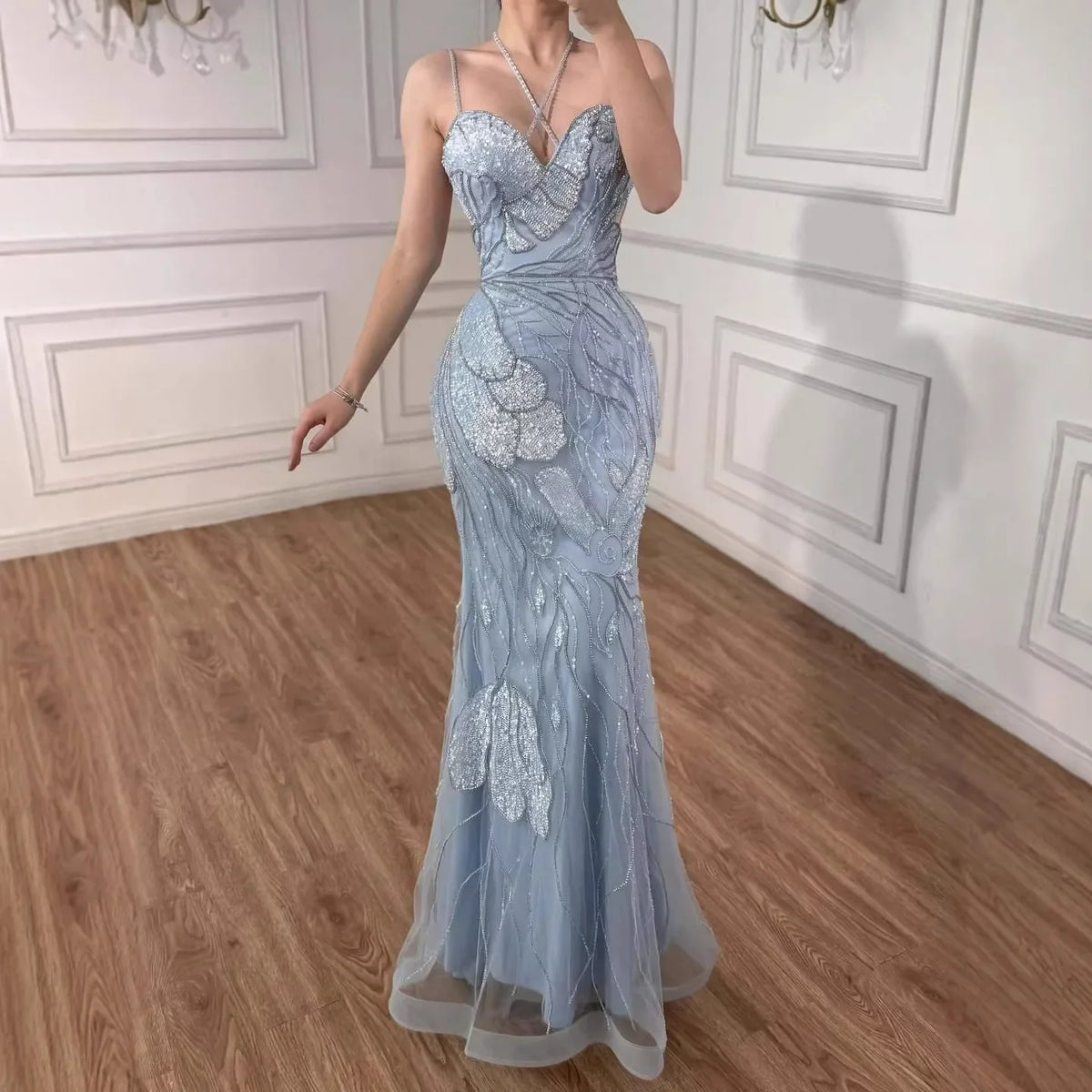 Zapdress Light Blue Mermaid Evening Prom Dresses 2026 Formal Party Gowns for Women Vestidos De Fiesta DLA72492 Customized (ZD17200)