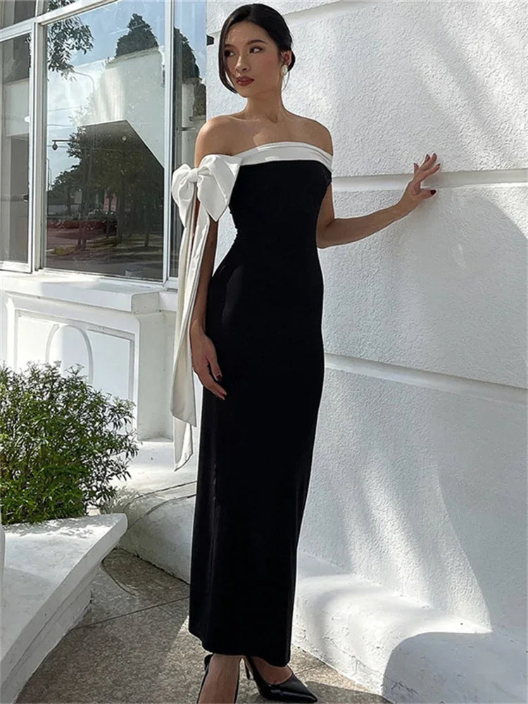 Diagonal Collar Backless Lace - Up Dress