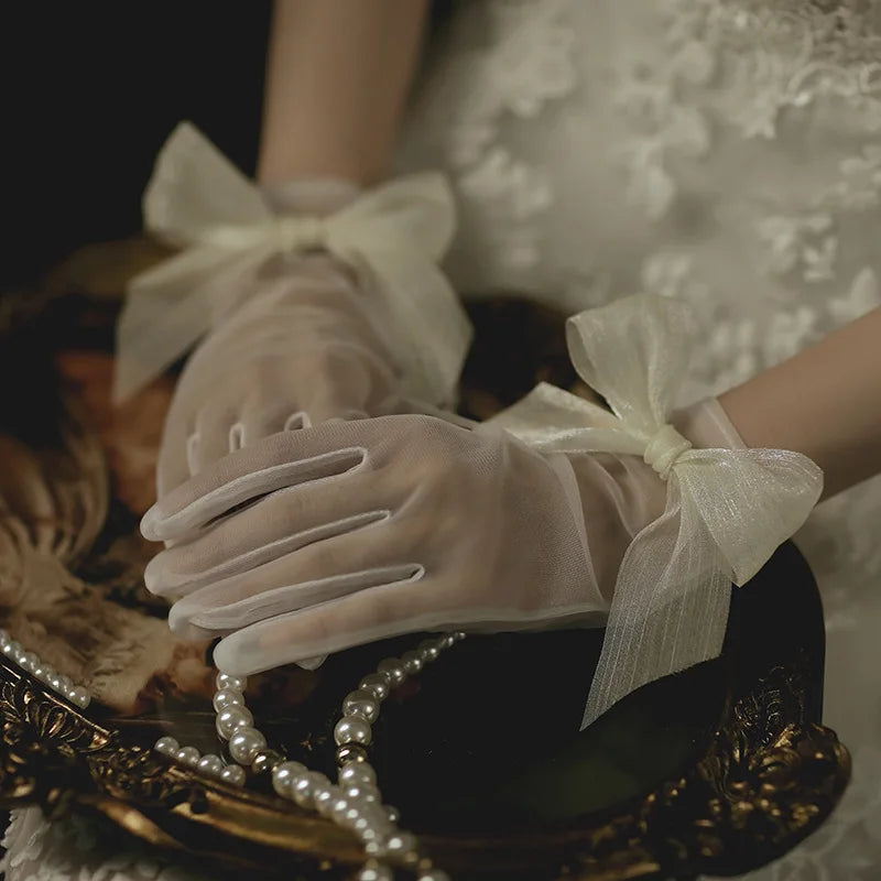 Long Bridal Gloves Vintage Flower Pearls Wristband Wedding Glove For Women Girl Party Evening Dress Jewelry Bride Accessories d