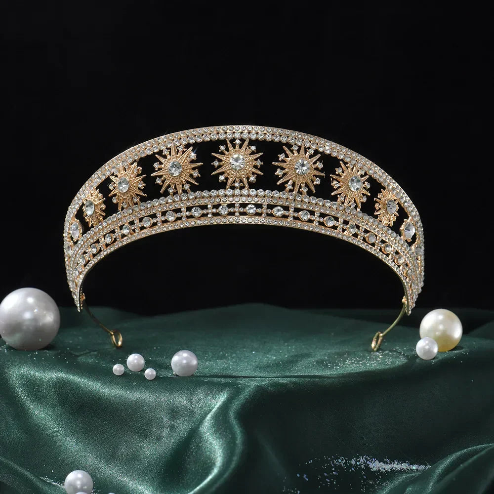 Baroque Queen Crown For Women Bridal Tiaras Crowns For Birthday Party 16 Years Diadem Wedding Hair Jewelry Headpiece Accessories as picture