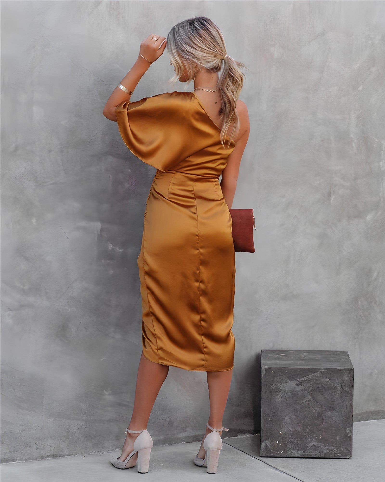 Camila Aesthetic Cocktail Dress with One Shoulder Statement Occasion Edit